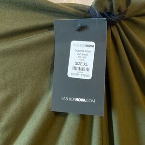 Sleeveless Solid Elastic Cami Jumpsuit Army Green Size L stretch romper